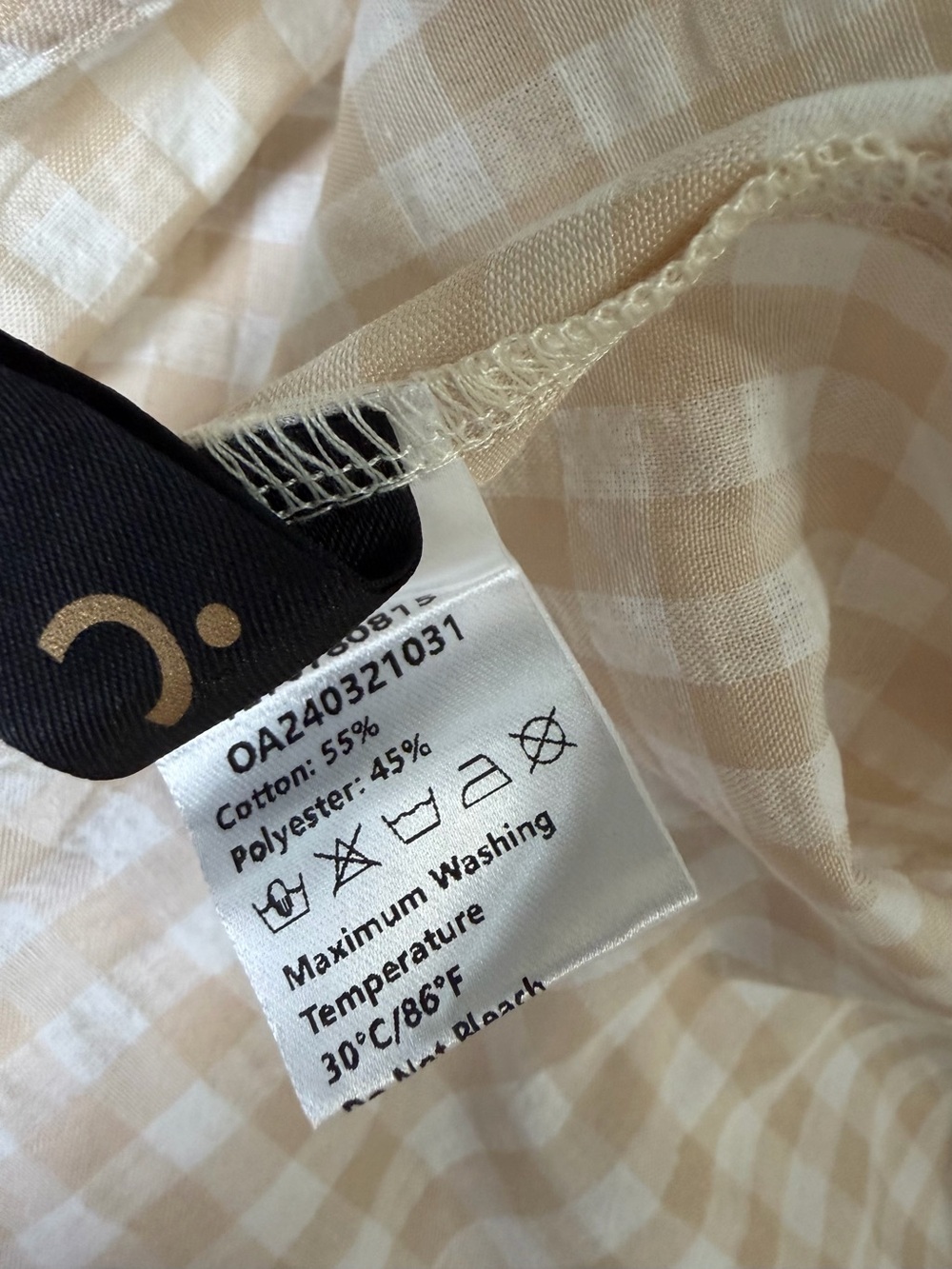 Commense Beige White Gingham Open Back Maxi Dress XL NWT Cotton Blend - Picture 10 of 11